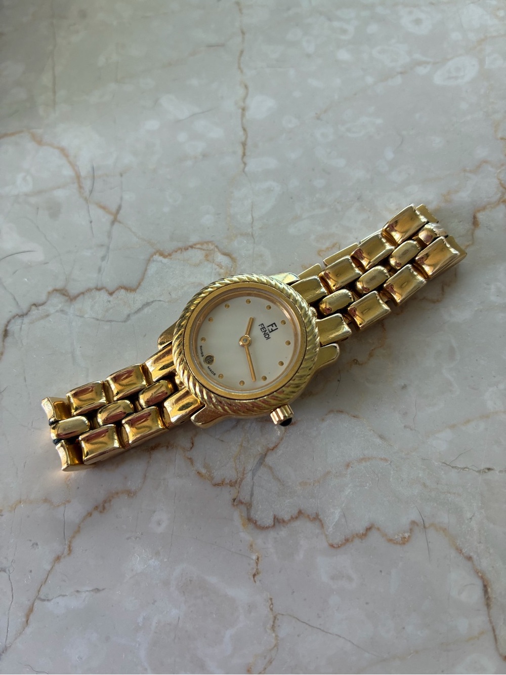 Fendi Gold-Tone Women's Bracelet Watch with White Dial